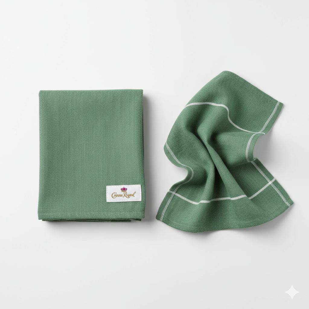 Sage Garden Herringbone Linen Tea Towel