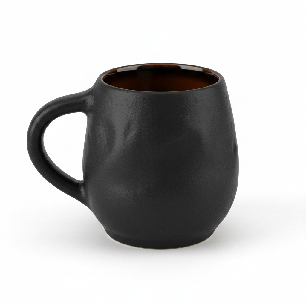 Handcrafted Textured Black Ceramic Mug
