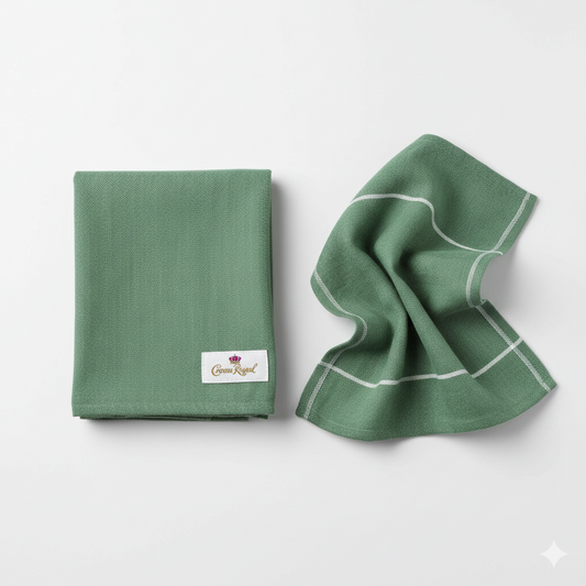 Sage Garden Herringbone Linen Tea Towel