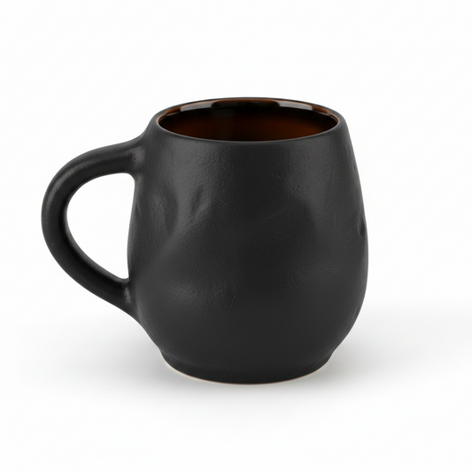 Handcrafted Textured Black Ceramic Mug