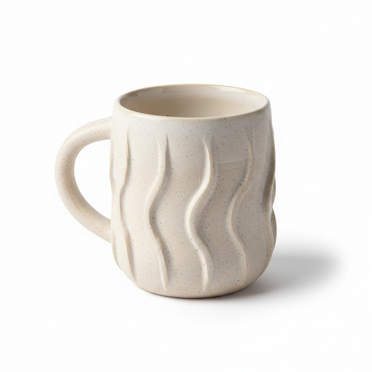 Artisanal Cream Ripple Effect Mug