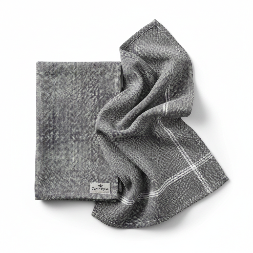 Slate Grey Herringbone Linen Tea Towel